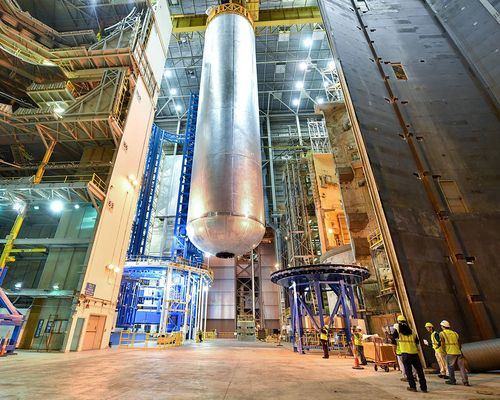 Core stage liquid hydrogen fuel tank for SLS at NASA’s New Orleans facility. Image Credit: NASA/MAF/Steven Seipel