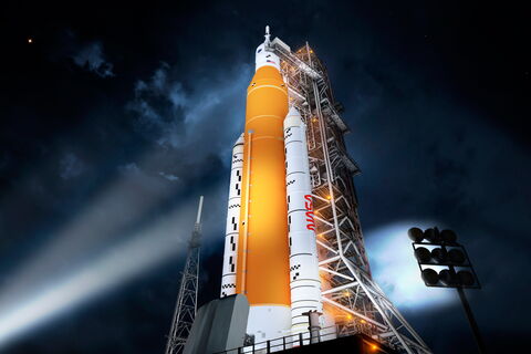 Künstlerische Darstellung des SLS. © NASA, Boeing